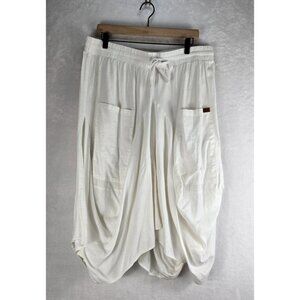 Bubble Skirt by Peace Love World XL White Linen-Rayon Lagenlook Midi Asymmetric